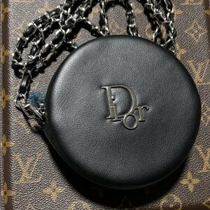 Dior Black Leather Circle Bag with Chain.